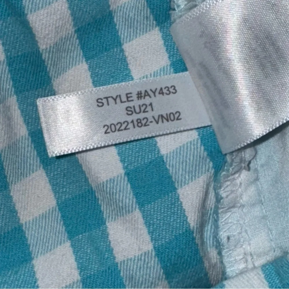 J. Crew Cotton Gingham Aqua & White Short Size 2 - Picture 11 of 11